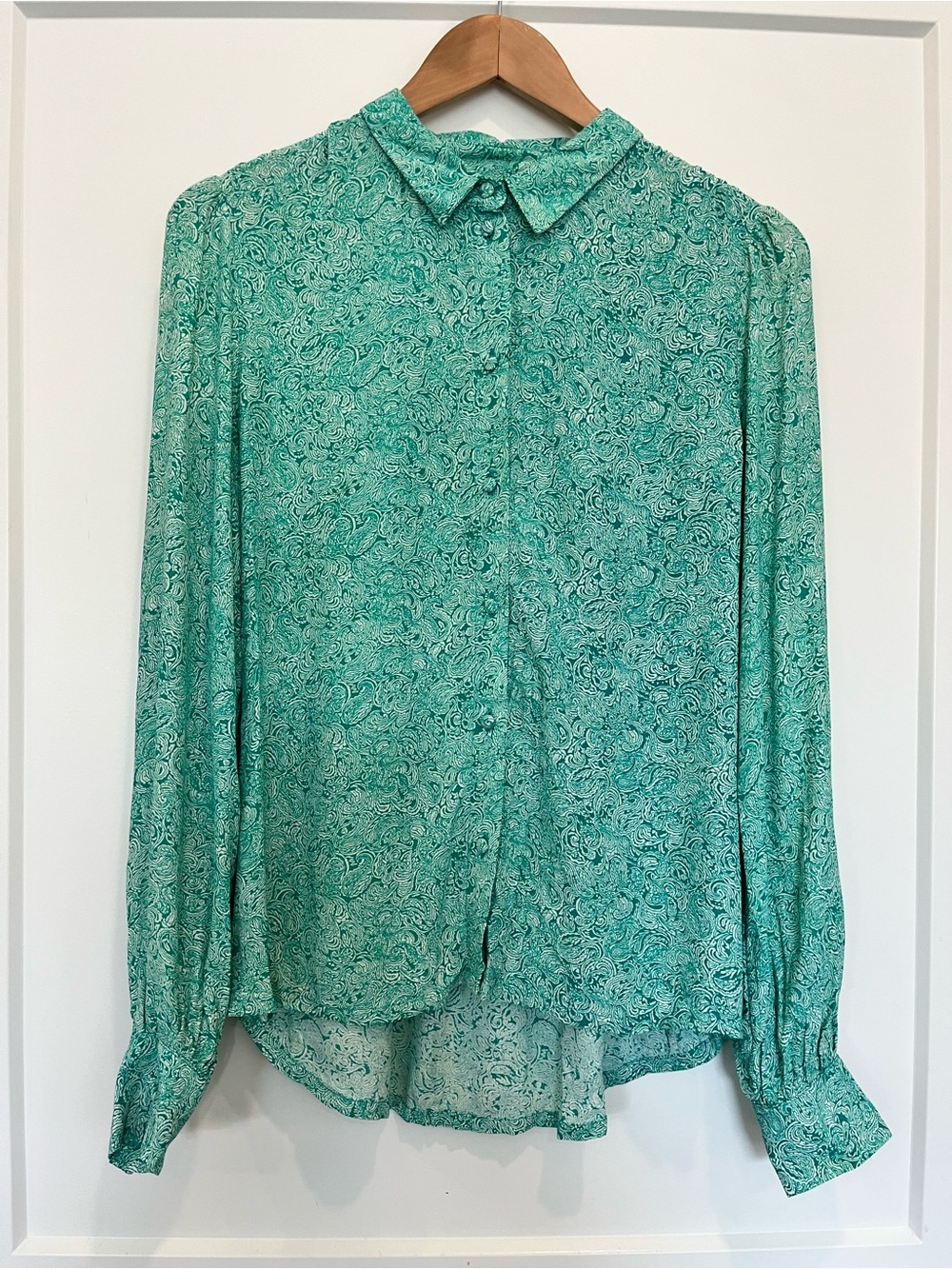 Atelier Reve Puffed sleeve Cottagecore Button Down Shirt Paisley Print Size 36